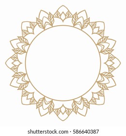 Round frame in vintage style of stylized leaves. Border for decoration postcards, logos, banners, clearance of goods and promotional products.