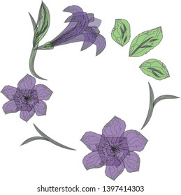 round frame of violet flowers. vector