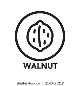 Walnusssymbol im Rundrahmen, eines der Symbole der Lebensmittelallergie