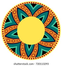 Round frame without text. Place for text. Mexican pattern.