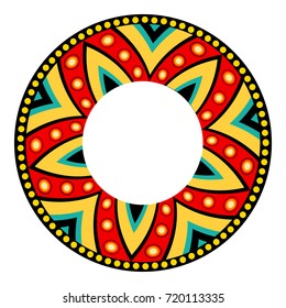 Round frame without text. Place for text. Mexican pattern.