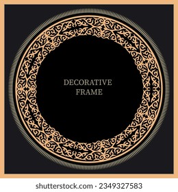 Round Frame, workpiece for your design. Ornamental elements and motifs of Kazakh, Kyrgyz, Uzbek, national Asian decor for plate, textile and print design. Circle frame. Vector. 