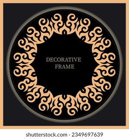 Round Frame, workpiece for your design. Ornamental elements and motifs of Kazakh, Kyrgyz, Uzbek, national Asian decor for plate, textile and print design. Circle frame. Vector. 