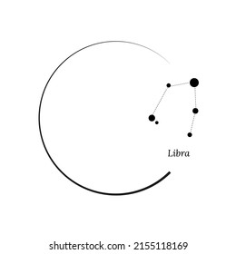 Rundrahmen, Kranz und Zodiac Schild Libra. Vektorgrafik für Werbedesign, astrologische, esoterische, magische Zustände, Persönlichkeitsforschung