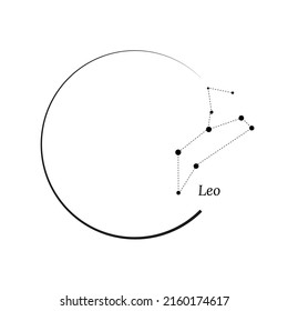 Rundrahmen, Kranz und Zodiac Schild Leo. Vektorgrafik für Werbedesign, astrologische, esoterische, magische Zustände, Persönlichkeitsforschung