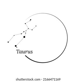 Rundrahmen, Kranz und Zodiac Schild Taurus. Vektorgrafik für Werbedesign, astrologische, esoterische, magische Zustände, Persönlichkeitsforschung