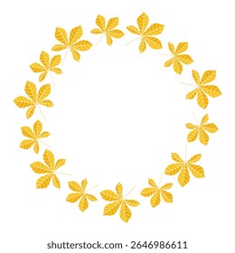 Round frame with yellow autumn leaves