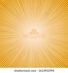 Round frame of yellow rays.Glowing radial stripes with place for text.Vector illustration.