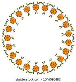 Round- frame with yelow flowers.