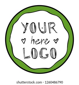 Round Frame. Your Lext Here. Isolated Vector Object on White background. EPS10 Vector. Hand Drawn Doodle Style Realistic Illustration.