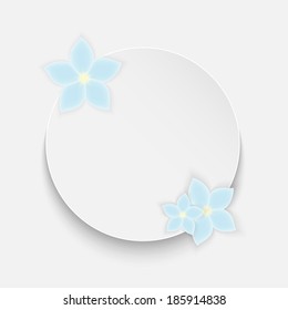Round frame for your text decorated with blue flowers