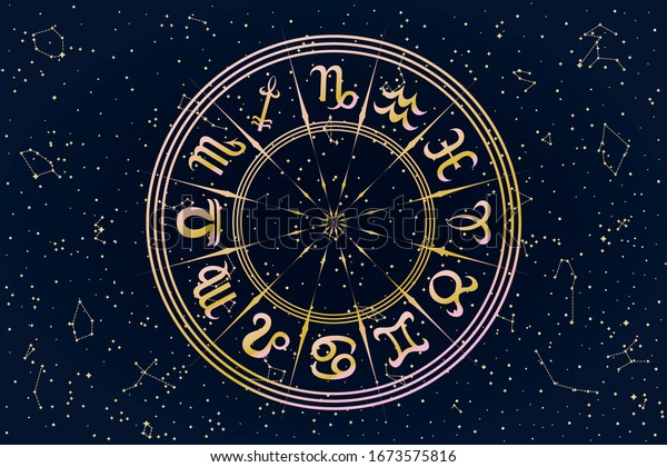 Round Frame Zodiac Signs Horoscope Symbol Stock Vector (Royalty Free ...
