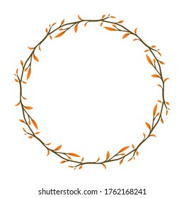 round frames with branches and leaf motifs, borders with natural style, borders for text or banners with white backgrounds.