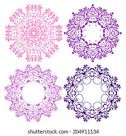 Round frames with a flower ornament.