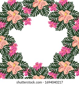 runde Rahmen mit Blumen. Dekor für Kunst, Hobby und Karte