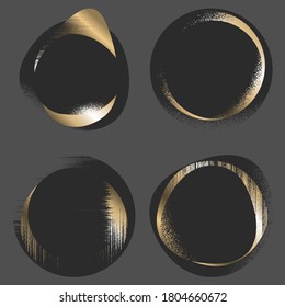 Marcos redondos o plantillas hechas de mangueras rotas en negro y oro