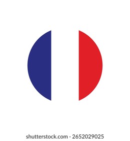 Round France flag icon, Flag of France round icon, badge or button. French national symbol. Template design, vector illustration.