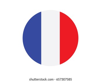 Round France flag vector icon isolated, France  flag button