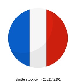 Runde französische Flagge Symbol. Vektorgrafik.