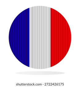 Bandera francesa redonda ilustrada en Vector sobre un fondo blanco
