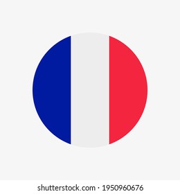 Round French Flag Vector Icon Isolated On White Background. The Flag Of France In A Circle.