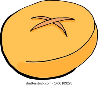 round fresh notched bread on a white background. Vector illustration for design menus, posters, booklets and catalogs.