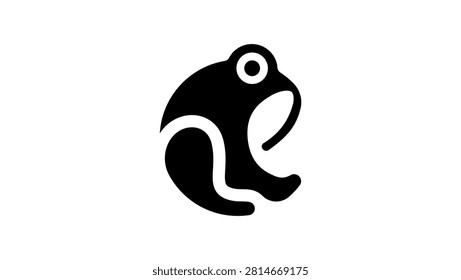 Round Frog, black isolated vector silhouette