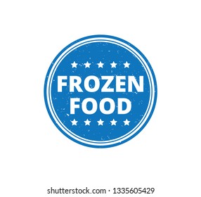 round frozen food product label grunge textured vector design template