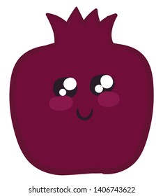 It is round fruit having many seeds with juicy red pulp and had a hard skin., vector, color drawing or illustration. 