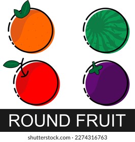 Round Fruit Orange Apple Watermelon