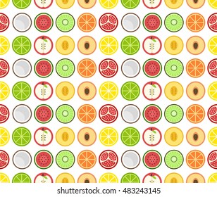 round fruit seamless  pattern design flat icon. Isolated on white background