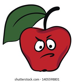 It is a round fruits with smooth green, or red skin, and white flesh., vector, color drawing or illustration. 