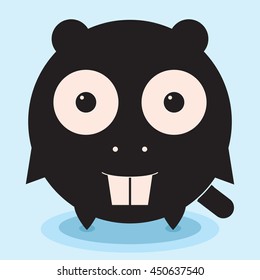 Round funny beaver, cute animal, minimalistic picture, illustration for children, vector art