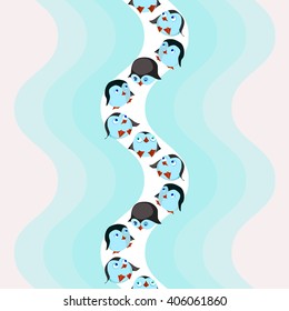 round and funny penguins sliding 
