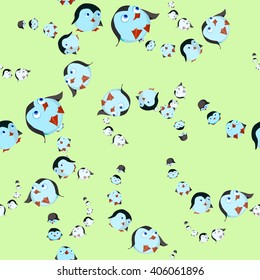 round and funny penguins sliding 