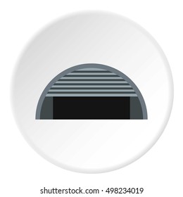 Round garage icon. Flat illustration of round garage vector icon for web