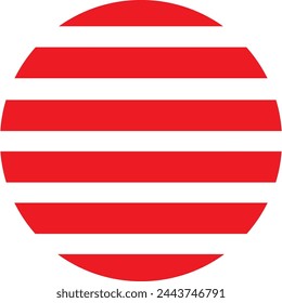 round geometric abstract sign with red stripes