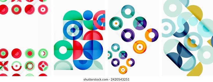 Round geometric elements and circles in background design for wallpaper, business card, cover, poster, banner, brochure, header, website