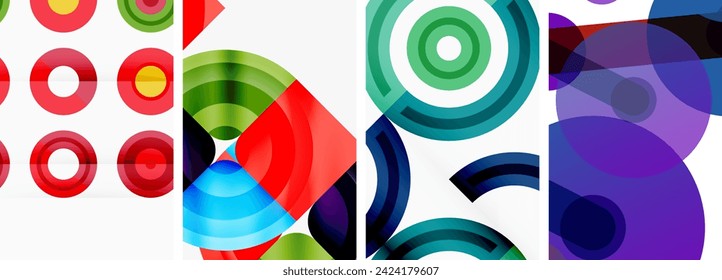 Elementos geométricos redondos y círculos en diseño de fondo para papel tapiz, tarjeta de visita, portada, afiche, banner, folleto, cabecera, sitio web