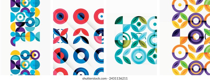 Round geometric elements and circles in background design for wallpaper, business card, cover, poster, banner, brochure, header, website