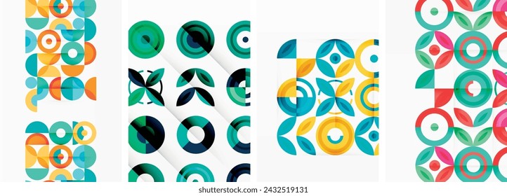 Round geometric elements and circles in background design for wallpaper, business card, cover, poster, banner, brochure, header, website