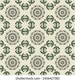 Round geometric floral vector seamless pattern