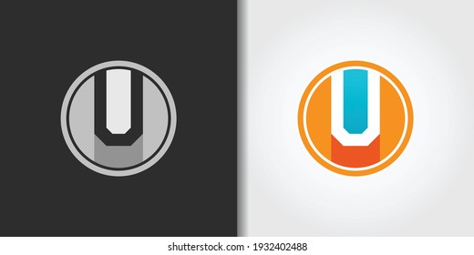 round geometric letter u logo set idea template vector