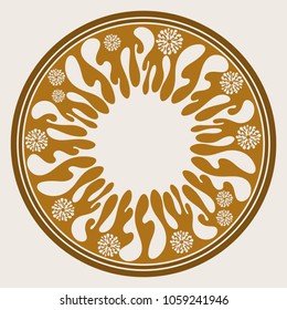 a round geometric ornament for tea or coffee porcelain plate,trays, dishes and souvenirs, can also be used as a background, invitation, greeting card