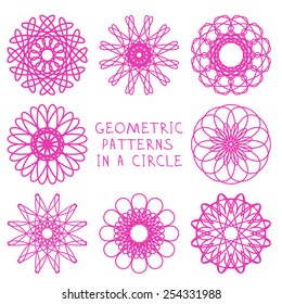 Round geometric ornaments set. 