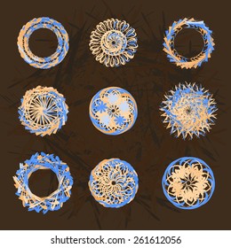 Round geometric ornaments set 