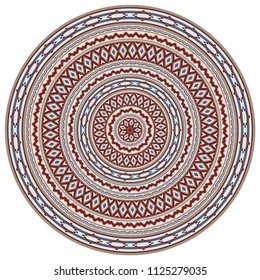 Round geometric pattern, American Indians ethnic style. Various colors. Pattern brushes are included. 