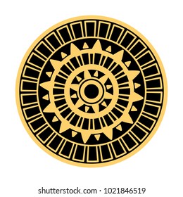 Round geometric pattern of meanders. Composite decorative element of the circles with ornaments. Stencil Tattoo and prints.