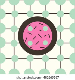 Round geometric seamless pattern. Fashion graphic background design. Retro stylish circle and rhombus texture. Monochrome template for prints, textiles, wrapping, wallpaper, website, blog etc. VECTOR