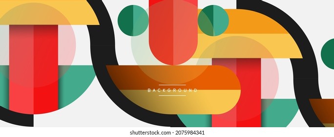 Formas geométricas redondeadas, líneas y círculos. Plantilla de vectores para fondo de banners de fondo de fondo o página de aterrizaje de fondo de fondo de fondo de fondo de pantalla